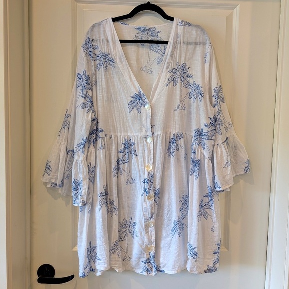 Blue Island Tropical Print Dress - Picture 1 of 5
